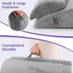 Costway 3 Pcs Bed Wedge Pillow Post Surgery Set Ergonomic Incline Pillow Grey - thumbnail 8