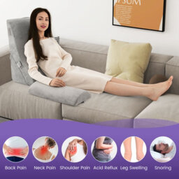 Costway 3 Pcs Bed Wedge Pillow Post Surgery Set Ergonomic Incline Pillow Grey - thumbnail 9