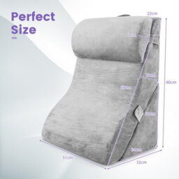 Costway 3 Pcs Bed Wedge Pillow Post Surgery Set Ergonomic Incline Pillow Grey - thumbnail 2