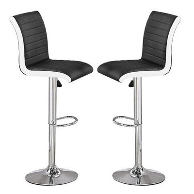 Furniture in Fashion Ritz Black And White Faux Leather Bar Stools In Pair - image 1