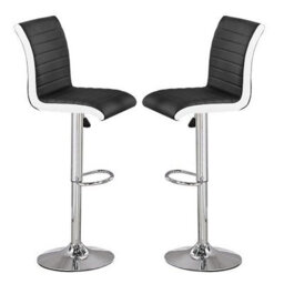 Furniture in Fashion Ritz Black And White Faux Leather Bar Stools In Pair - thumbnail 1
