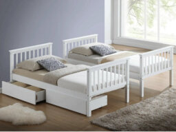 Interior Emporium Lily Wooden Bunk Bed With 2 Single Mattress - Solid Pine Space-Saving Frame - Kids Bedroom Furniture - White - thumbnail 3
