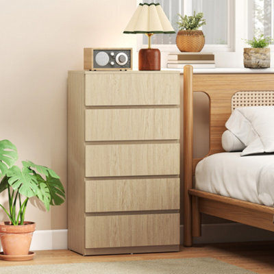 Homcom Bedroom Chest Of Drawers, 5 Drawers Dresser, Drawer Unit, Natural - image 1
