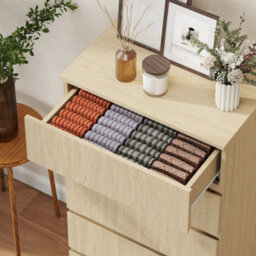 Homcom Bedroom Chest Of Drawers, 5 Drawers Dresser, Drawer Unit, Natural - thumbnail 9