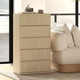 Homcom Bedroom Chest Of Drawers, 5 Drawers Dresser, Drawer Unit, Natural - thumbnail 8