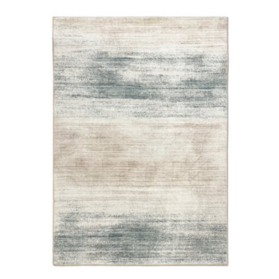 Plush Teal & Beige Tonal Fur Effect Medium Rug, (L)170Cm X (W)120Cm - image 1
