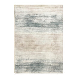 Plush Teal & Beige Tonal Fur Effect Medium Rug, (L)170Cm X (W)120Cm