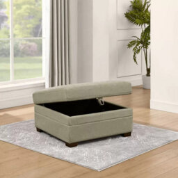 Xample Thomasville Tisdale Beige Fabric Storage Ottoman With Tufted Cushion & Solid Wood Legs Modular Add-On For Tisdale Sofa Set - thumbnail 3