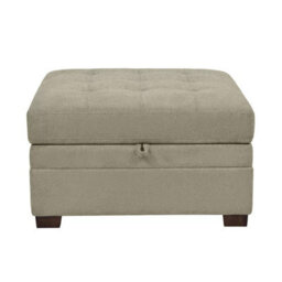 Xample Thomasville Tisdale Beige Fabric Storage Ottoman With Tufted Cushion & Solid Wood Legs Modular Add-On For Tisdale Sofa Set - thumbnail 4