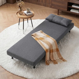 Bealife 3-In-1 Folding Armchair Bed, Adjustable Recliner Chair With 6 Positions, Guest Sleeper, Linen Fabric, Dark Grey - thumbnail 4