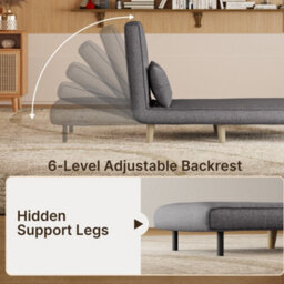 Bealife 3-In-1 Folding Armchair Bed, Adjustable Recliner Chair With 6 Positions, Guest Sleeper, Linen Fabric, Dark Grey - thumbnail 8