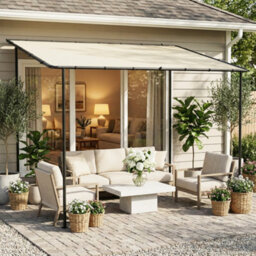 Outsunny 3 X 2 M Lean To Garden Pergola, Metal Frame Gazebo Pergola, Cream - thumbnail 8