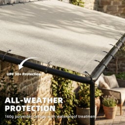 Outsunny 3 X 2 M Lean To Garden Pergola, Metal Frame Gazebo Pergola, Cream - thumbnail 5