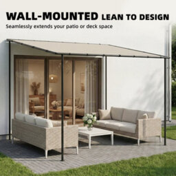 Outsunny 3 X 2 M Lean To Garden Pergola, Metal Frame Gazebo Pergola, Cream - thumbnail 4