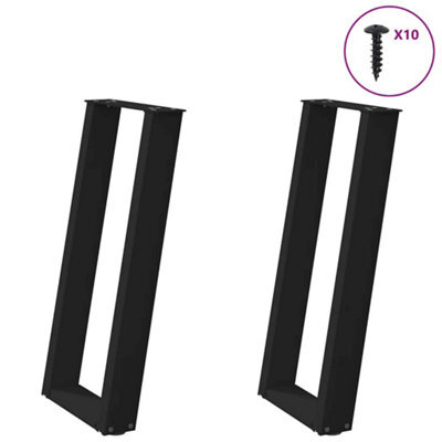 Berkfield Console Table Legs U-Shaped 2 Pcs Black 28X(72-73) Cm Steel - image 1