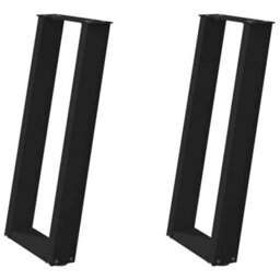 Berkfield Console Table Legs U-Shaped 2 Pcs Black 28X(72-73) Cm Steel - thumbnail 2