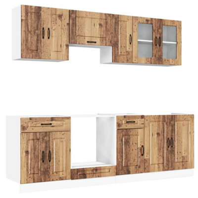 Berkfield Elegant 8 Piece Kitchen Cabinet Set Kalmar Old Wood Engineered Wood
