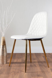 Furniturebox Imperia White High Gloss 6 Seater Dining Table With Structural 2 Plinth Column Legs 6 White Faux Leather Gold Leg Corona Chairs - thumbnail 8