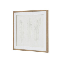 Hill Interiors Solli White Feathers Art Mounted In Beaded Frame - Wood - L2 X W50 X H50 Cm - Brown - thumbnail 2