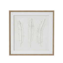 Hill Interiors Solli White Feathers Art Mounted In Beaded Frame - Wood - L2 X W50 X H50 Cm - Brown
