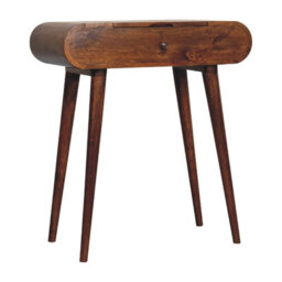 Wyld Haus Olbia Mini Round Chestnut Mango Wood Fold Dressing Table - thumbnail 3