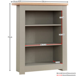 Lassic Vida Designs Arlington Grey 3 Tier Bookcase Freestanding Shelving Unit (H)750mm (W)600mm (D)240mm - thumbnail 2