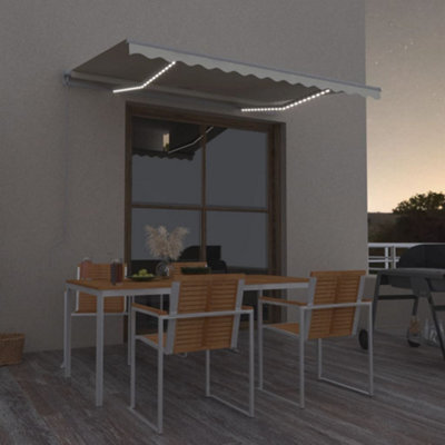 Berkfield Manual Retractable Awning With Led 350X250 Cm Cream - image 1