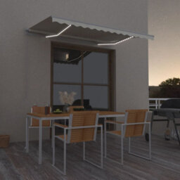 Berkfield Manual Retractable Awning With Led 350X250 Cm Cream - thumbnail 1