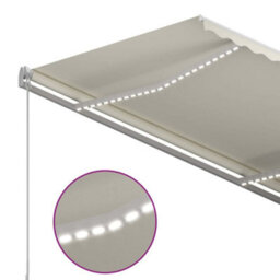 Berkfield Manual Retractable Awning With Led 350X250 Cm Cream - thumbnail 5