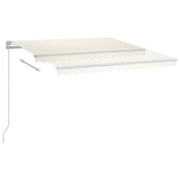 Berkfield Manual Retractable Awning With Led 350X250 Cm Cream - thumbnail 4