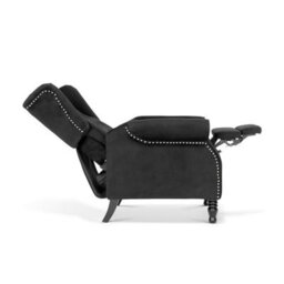 Velvet Black Manual Recliner Wingback Chair - thumbnail 6