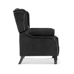 Velvet Black Manual Recliner Wingback Chair - thumbnail 7