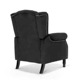 Velvet Black Manual Recliner Wingback Chair - thumbnail 4