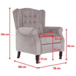 Velvet Black Manual Recliner Wingback Chair - thumbnail 9