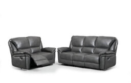 Furnishings For Less UK Boston Grey Leather Large Sofa Suite Manual Reclining Sofa Set 3 + 2 Seater Sofas - thumbnail 2
