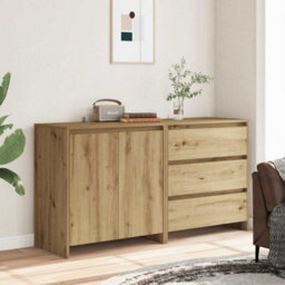 Berkfield 2 Piece Sideboard Artisan Oak Engineered Wood - thumbnail 3
