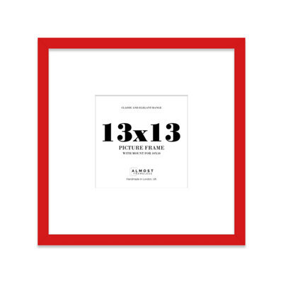 "13X13"" Red Picture Frame - 13X13"" Square Frame With 10X10"" Mount For 13X13""/10X10"" Pictures Moderrn Style Thin Edge, 1 Pack" - image 1