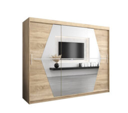 Arte Boliwia Contemporary 2 Mirrored Sliding Door Wardrobe 9 Shelves 2 Rails Sonoma Oak Effect (H)2000mm (W)2500mm (D)620mm - thumbnail 1