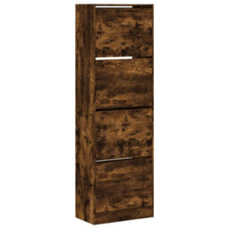 Walplus Shoe Cabinet With 4 Flip-Drawers Smoked Oak 60X34X187.5 Cm - thumbnail 2