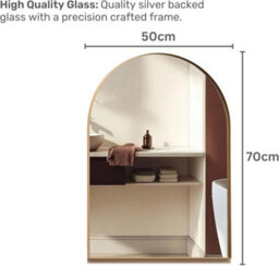 Mood Premium Arch Bathroom Mirror Gold Framed Wall Mounted, Recessed Arched Frame Modern & Stylish (70Cm X 50Cm) - thumbnail 2