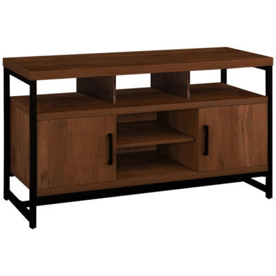 147Cm Wooden Tv Stand With 2 Doors, Media Entertainment Center With 2-Tier Shelves,modern Tv Cabinet, 147X61X46 Cm For 65 Inch Tv - image 1