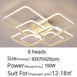 Living And Home 8 Lamp Square Modern Acrylic Led Low Energy Semi Flush Ceiling Light Fixture Dimmable - thumbnail 5