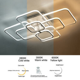Living And Home 8 Lamp Square Modern Acrylic Led Low Energy Semi Flush Ceiling Light Fixture Dimmable - thumbnail 4