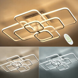 Living And Home 8 Lamp Square Modern Acrylic Led Low Energy Semi Flush Ceiling Light Fixture Dimmable - thumbnail 3