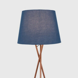 Valuelights Camden Copper Tripod Floor Lamp With Navy Tapered Shade And Bulb - thumbnail 2