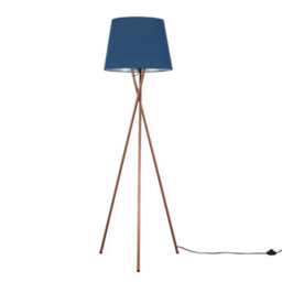Valuelights Camden Copper Tripod Floor Lamp With Navy Tapered Shade And Bulb - thumbnail 1