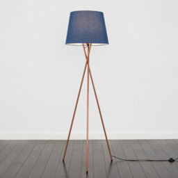 Valuelights Camden Copper Tripod Floor Lamp With Navy Tapered Shade And Bulb - thumbnail 4