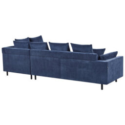 Beliani Corner Sofa 4 Seater Lunner Corduroy Dark Blue Left Hand - thumbnail 6