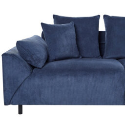Beliani Corner Sofa 4 Seater Lunner Corduroy Dark Blue Left Hand - thumbnail 7