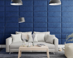 Aspire Easymount Wall Mounted Upholstered Panels, Modular Diy Headboard In Plush Velvet Fabric, Navy (Pack Of 8) - thumbnail 2